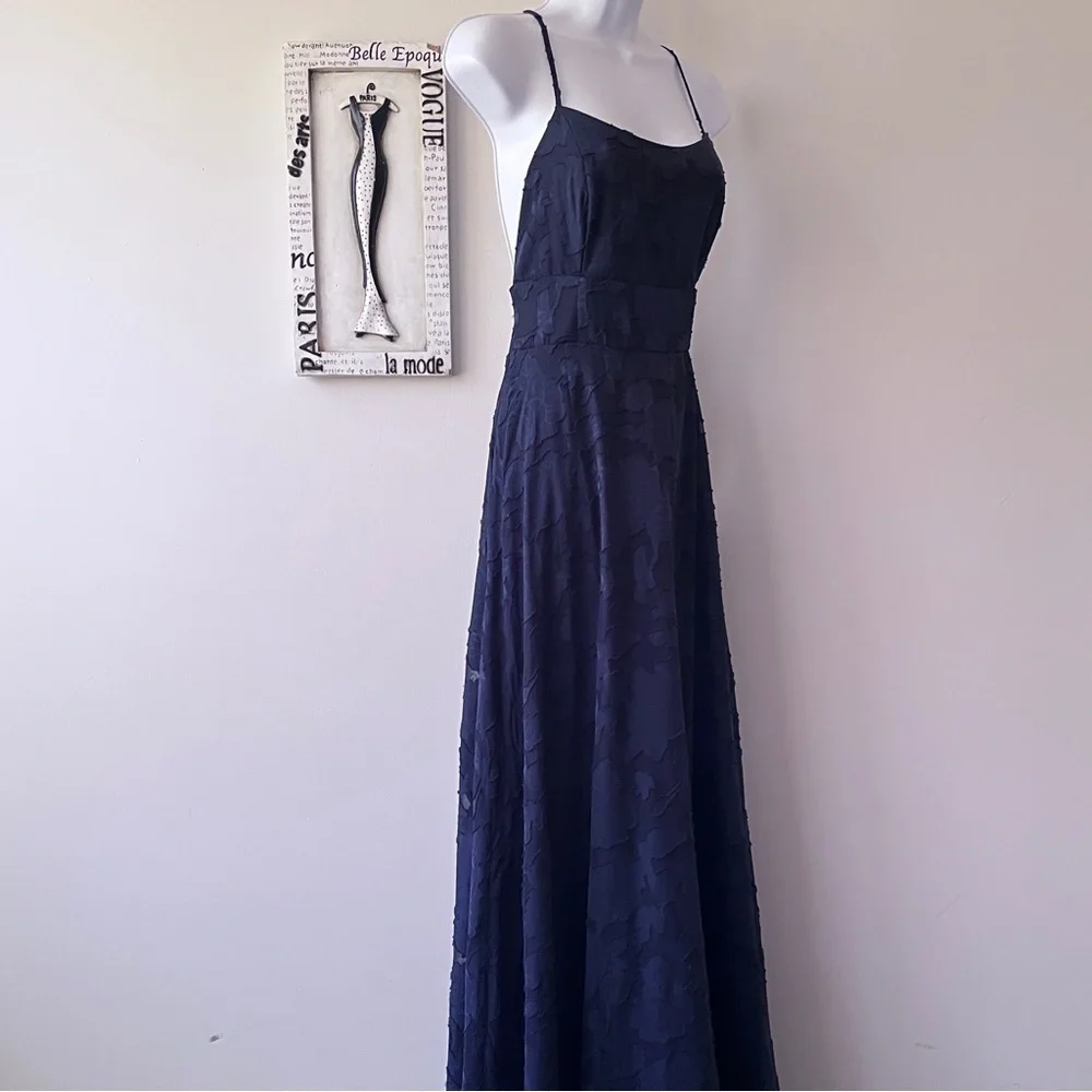 NWT Lulus Let There Be Romance Blue Burnout Floral Maxi Wedding Guest Dress L - Picture 9 of 16